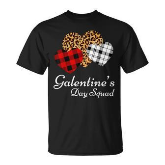 Galentine's Day Squad Valentine's Hearts Love Leopard Plaid T-Shirt - Monsterry