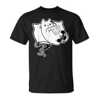 Gamer Cat Girl Boy Loading Pizza Headset And Pad T-Shirt - Thegiftio UK