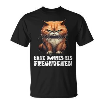 Ganz Dünnes Eis Freundchen Katze T-Shirt - Seseable