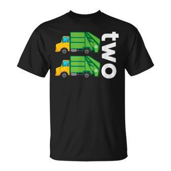 Garbage Truck Trash 2 Years Old 2Nd Birthday Kid Cool Party T-Shirt - Seseable