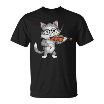Gato Gracioso Con Gafas De Sol De Músicoiolíniola Camiseta unisex - Regaloses