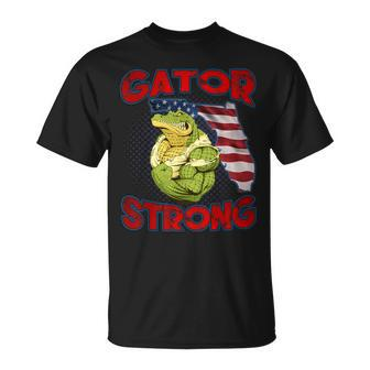 Gator Strong Florida State Gator American Flag Florida Map T-Shirt - Thegiftio UK