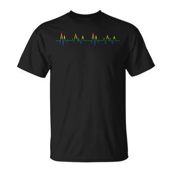 Gay Heartbeat Pride Rainbow Flag Lgbtq Ally Transgender T-Shirt - Monsterry