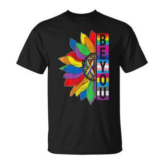Be You Gay Pride Lgbt Ally Sunflower Lgbtq T-Shirt - Seseable