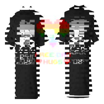 Gay Pride Lgbtq Rainbow Flag Proud Lesbian Free Dad Hugs T-Shirt | Mazezy