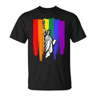 Gay Pride New York Lgbt Statue Of Liberty For New Yorker T-Shirt - Monsterry