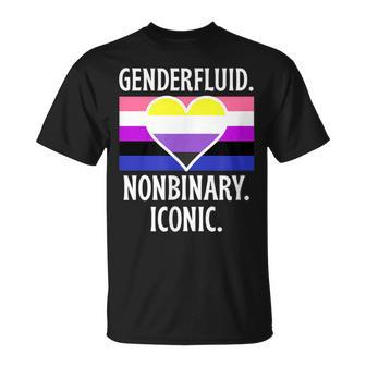 Genderfluid Nonbinary Iconic Pride Flag Genderqueer Queer T-Shirt - Monsterry DE