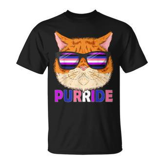 Genderfluid Purride Cat Kitten Sunglasses Gay Pride T-Shirt - Monsterry CA