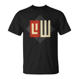 Geometrisches T-Shirt Schwarz mit stylisiertem Buchstaben-Design - Seseable