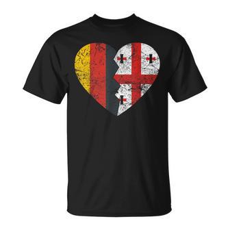 Georgische Deutsche Flagge Herz Deutschland Georgien Flagge Wurzeln T-Shirt - Geschenkecke