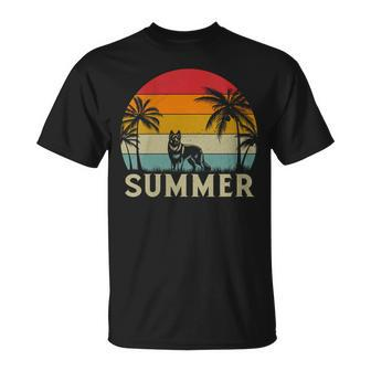 German Shepherd Dog Palm Tree Sunset Beach Vacation Summer T-Shirt | Mazezy CA