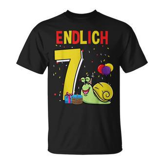 Geschenk 7 Jahre Alt Schnecke Kinder Geburtstag T-Shirt - Seseable