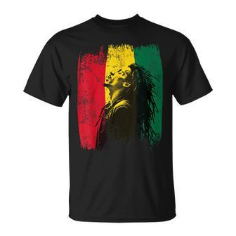 Ghanaian Flag Rastamann Reggae Dreadlocks Rasta Colors T-Shirt - Monsterry