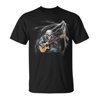 Ghost Guitar Cool Guitar Player Skeleton Hands Guitar T-Shirt - Seseable
