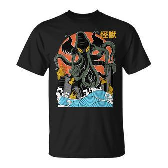 Giant Cthulhu Sunset Japanese T-Shirt - Thegiftio UK