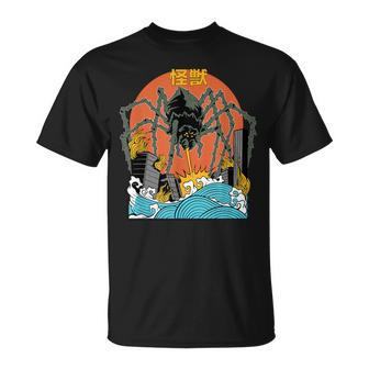 Giant Spider Sunset Japanese T-Shirt - Monsterry