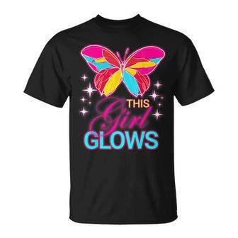 This Girl Glows Cute Girl Woman Tie Dye 80S Party Team T-Shirt - Seseable