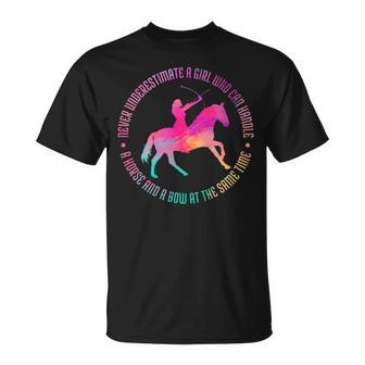 A Girl Who Can Handle A Horse And A Bow Mounted Archery T-Shirt | Mazezy