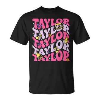 Girl Retro Taylor First Name Personalized Birthday Groovy T-Shirt | Mazezy