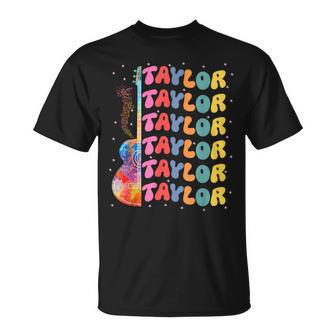 Girl Retro Taylor First Name Personalized Groovy 80'S Pink T-Shirt - Monsterry UK