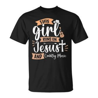 This Girl Runs On Jesus And Country Music Christian Girls T-Shirt - Monsterry UK