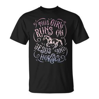 This Girl Runs Jesus And Horses Horse Riding Equestrian T-Shirt | Mazezy CA