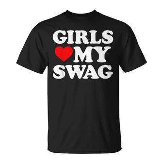 Girls Heart My Swag Girls Love My Swag Valentine's Day Hear T-Shirt - Monsterry