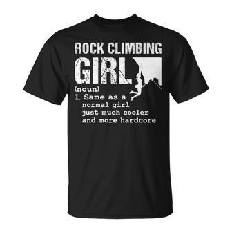 Girls Rock Climbing Women Mountain Climber Definition T-Shirt | Mazezy