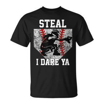 Girls Softball Catcher Steal I Dare Ya Player T-Shirt - Monsterry DE