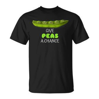 Give Peas A Chance Cute Pea Pun T-Shirt - Monsterry