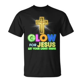 Glow For Jesus Let Your Light Shine Faith Cross Christian T-Shirt - Thegiftio UK