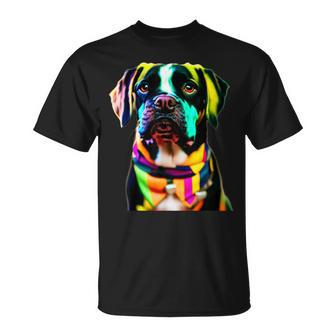 Glow In Style Black Dog Elegance With Colorful Flair Bright T-Shirt - Monsterry AU