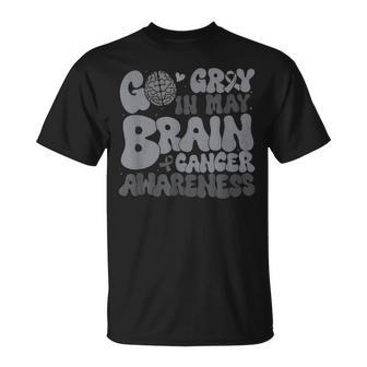 Go Gray In May For Brain Tumor Cancer Awareness Gray Ribbon T-Shirt - Seseable