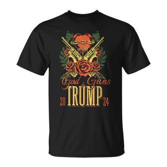 God Guns & Trump 2024 2A Support Short Sleeve T-Shirt | Mazezy