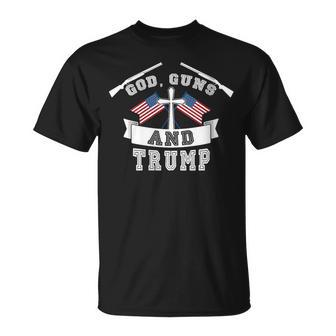 God Guns And Trump Us President Election Donald Trump 2024 T-Shirt | Mazezy