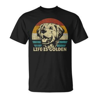 Golden Retriever Dog Life Is Golden Retro Vintage T-Shirt - Seseable