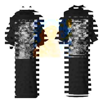 Golden Retriever Dog Van Gogh Style Starry Night T-Shirt - Thegiftio