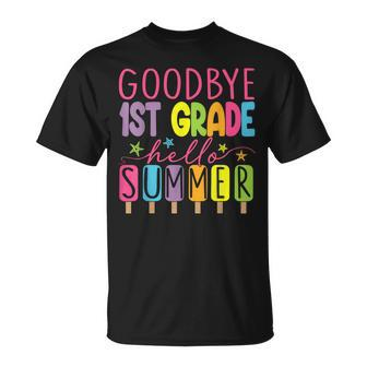 Goodbye 1St Grade Hello Summer Last Day Of School Graduation T-Shirt - Seseable