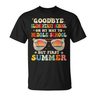 Goodbye Elementary Graduation To Middle School Hello Summer T-Shirt - Seseable