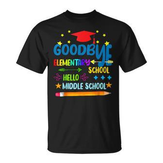 Goodbye Elementary Hello Middle School Graduation 2024 T-Shirt - Thegiftio UK