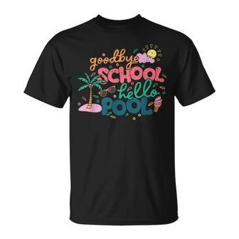 Goodbye School Hello Pool Last Day Of School Student Summer T-Shirt - Thegiftio UK