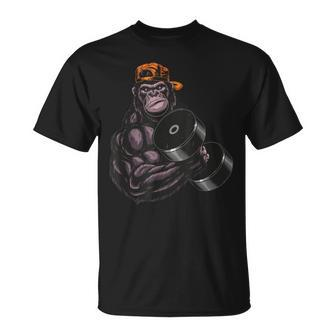 Gorilla Dumbbell Fitness Workout Gym For Lover Bodybuilding T-Shirt - Monsterry