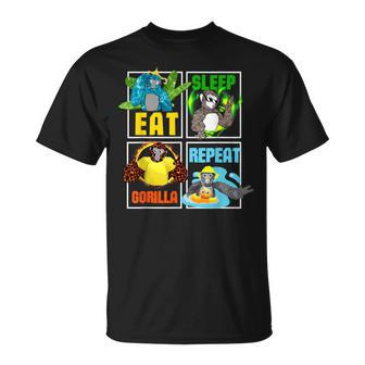 Gorilla Monkey Tag Vr Game Birthday Boys Eat Sleep Repeat T-Shirt - Seseable