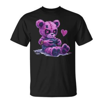 Goth Pastel Cute Creepy Kawaii Gamer Teddy Bear Gaming T-Shirt - Seseable