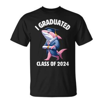 I Graduated Graduate Class Of 2024 Shark Graduation T-Shirt - Seseable