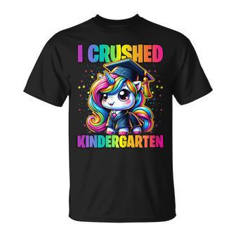 Graduation I Crushed Kindergarten Unicorn Girls Grad Magical T-Shirt - Seseable