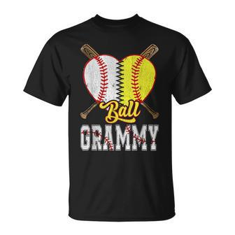 Grammy Of Both Ball Grammy Baseball Softball Pride T-Shirt - Seseable
