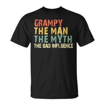 Grampy The Man Myth Bad Influence Vintage T-Shirt - Monsterry UK