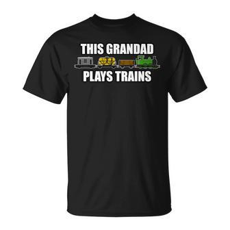 This Grandad Plays Trains Father's Day Steam Train Railway T-Shirt - Monsterry