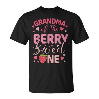 Grandma Of The Berry Sweet One Strawberry First Birthday T-Shirt - Seseable